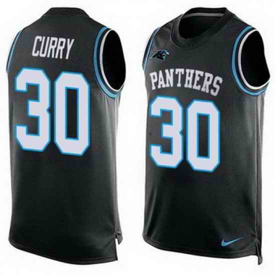 Nike Panthers #30 Stephen Curry Black Team Color Mens Stitched NFL Limited Tank Top Jersey